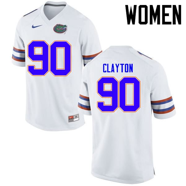 NCAA Florida Gators Antonneous Clayton Women's #90 Nike White Stitched Authentic College Football Jersey DWJ0464LK